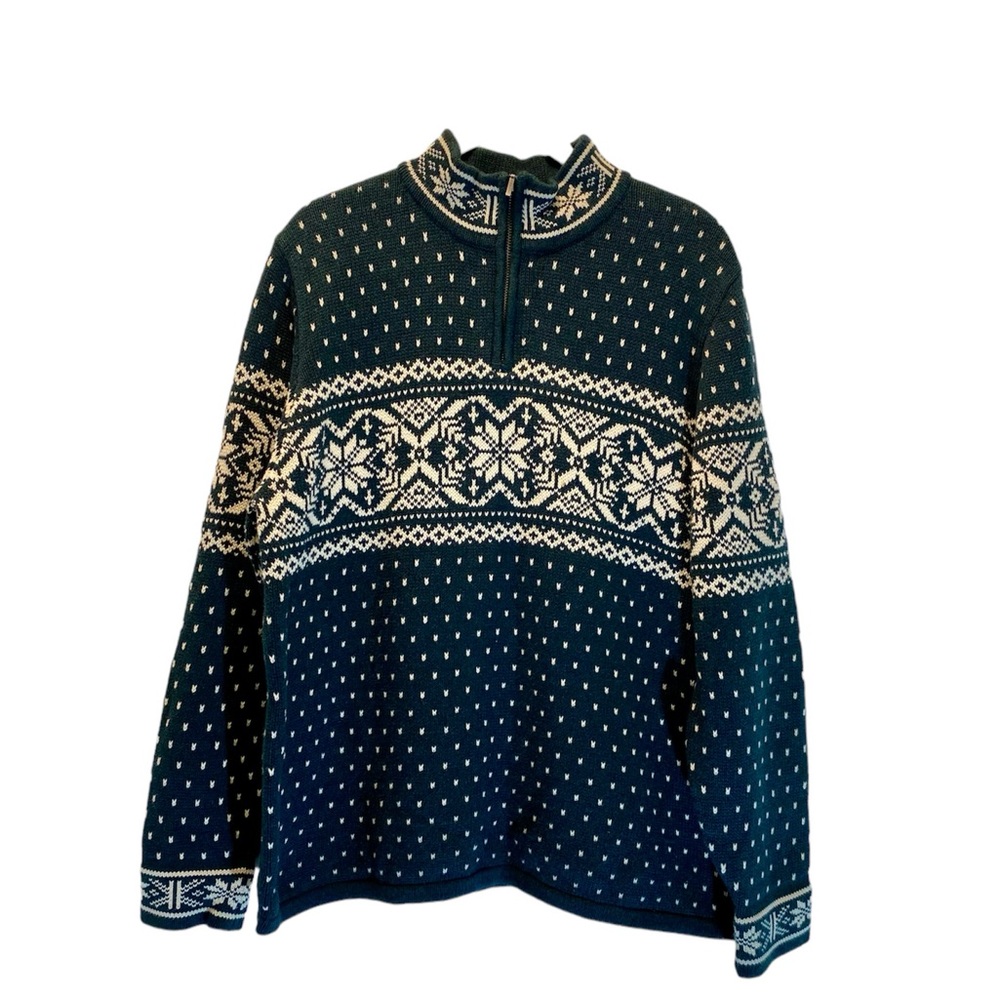 Vtg Land's End Fair Isle 1/4 zip Pullover Sweater